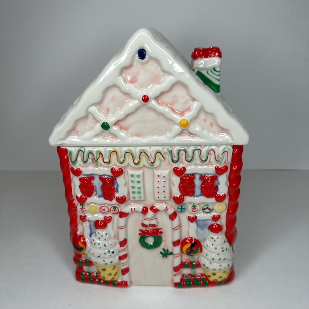 Vintage Gingerbread House Cookie Jar 10” Collectible Christmas Ceramic Holiday
